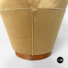 Carica l'immagine nel visualizzatore di Gallery, Yellow velvet and wood pouf, 1930s