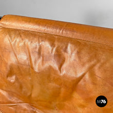 Load image into Gallery viewer, Armchair Woodline by Marco Zanuso for Arflex in black wood and brown leather, 1970s
