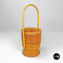 Load image into Gallery viewer, Round rattan umbrella stand with handle, 1960s