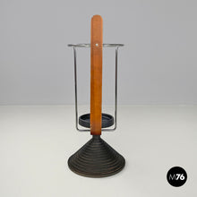 画像をギャラリービューアに読み込む, Round umbrella stand by Origlia in cast iron and wood, 1980s