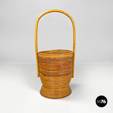 Load image into Gallery viewer, Round rattan umbrella stand with handle, 1960s