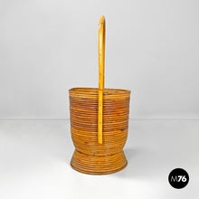 Load image into Gallery viewer, Round rattan umbrella stand with handle, 1960s