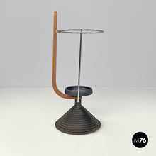 画像をギャラリービューアに読み込む, Round umbrella stand by Origlia in cast iron and wood, 1980s
