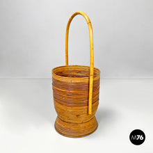 Load image into Gallery viewer, Round rattan umbrella stand with handle, 1960s