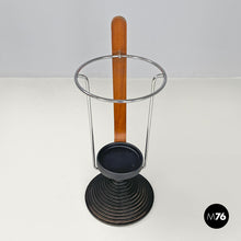 画像をギャラリービューアに読み込む, Round umbrella stand by Origlia in cast iron and wood, 1980s