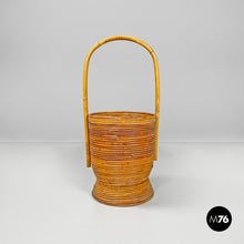 Load image into Gallery viewer, Round rattan umbrella stand with handle, 1960s