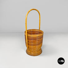 Load image into Gallery viewer, Round rattan umbrella stand with handle, 1960s