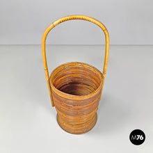 Load image into Gallery viewer, Round rattan umbrella stand with handle, 1960s