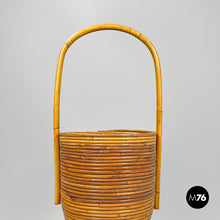Load image into Gallery viewer, Round rattan umbrella stand with handle, 1960s