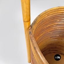 Load image into Gallery viewer, Round rattan umbrella stand with handle, 1960s