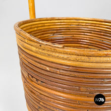 Load image into Gallery viewer, Round rattan umbrella stand with handle, 1960s