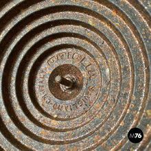 画像をギャラリービューアに読み込む, Round umbrella stand by Origlia in cast iron and wood, 1980s