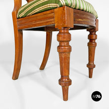 Load image into Gallery viewer, Antique wood and colored striped silk chairs, 1850s