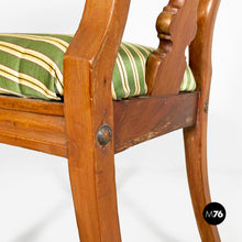 Load image into Gallery viewer, Antique wood and colored striped silk chairs, 1850s