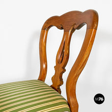 Load image into Gallery viewer, Antique wood and colored striped silk chairs, 1850s