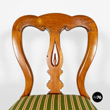 Load image into Gallery viewer, Antique wood and colored striped silk chairs, 1850s