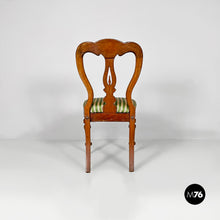 Load image into Gallery viewer, Antique wood and colored striped silk chairs, 1850s