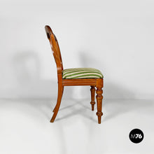 Load image into Gallery viewer, Antique wood and colored striped silk chairs, 1850s