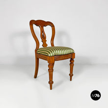 Load image into Gallery viewer, Antique wood and colored striped silk chairs, 1850s