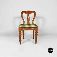 Load image into Gallery viewer, Antique wood and colored striped silk chairs, 1850s