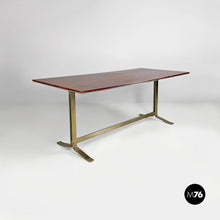 Load image into Gallery viewer, Wood top and metal base desk or dining table by Formanova, 1970s