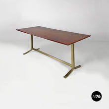 Load image into Gallery viewer, Wood top and metal base desk or dining table by Formanova, 1970s