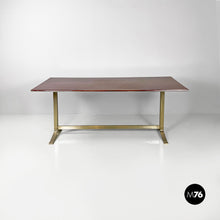 Load image into Gallery viewer, Wood top and metal base desk or dining table by Formanova, 1970s
