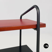 画像をギャラリービューアに読み込む, Red and black laminate and metal bedside tables, 1960s