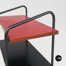 画像をギャラリービューアに読み込む, Red and black laminate and metal bedside tables, 1960s