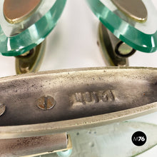 画像をギャラリービューアに読み込む, Glass and brushed steel sconces by Lumi Milano, 1970s