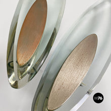 画像をギャラリービューアに読み込む, Glass and brushed steel sconces by Lumi Milano, 1970s