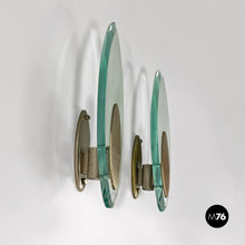画像をギャラリービューアに読み込む, Glass and brushed steel sconces by Lumi Milano, 1970s