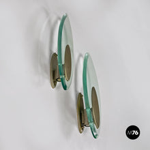 画像をギャラリービューアに読み込む, Glass and brushed steel sconces by Lumi Milano, 1970s