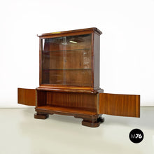 Load image into Gallery viewer, Wood and glass highboard with shelves and closed part, 1930s