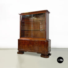 Load image into Gallery viewer, Wood and glass highboard with shelves and closed part, 1930s