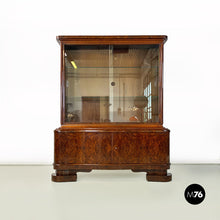 Load image into Gallery viewer, Wood and glass highboard with shelves and closed part, 1930s