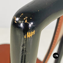 Charger l'image dans la galerie, Brown leather and black wood chairs, 1970s