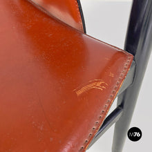 Charger l'image dans la galerie, Brown leather and black wood chairs, 1970s