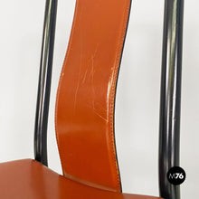 Charger l'image dans la galerie, Brown leather and black wood chairs, 1970s