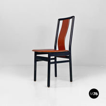 Charger l'image dans la galerie, Brown leather and black wood chairs, 1970s