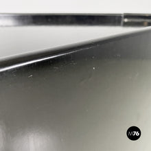 Load image into Gallery viewer, Black wood corner cabinet on wheels with shelf and bottle rack, 1980