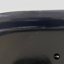 Load image into Gallery viewer, Black wood corner cabinet on wheels with shelf and bottle rack, 1980