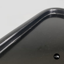 Load image into Gallery viewer, Black wood corner cabinet on wheels with shelf and bottle rack, 1980