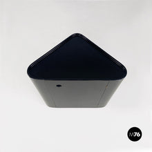 Load image into Gallery viewer, Black wood corner cabinet on wheels with shelf and bottle rack, 1980