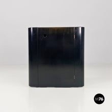 Load image into Gallery viewer, Black wood corner cabinet on wheels with shelf and bottle rack, 1980