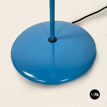 画像をギャラリービューアに読み込む, Light-blue metal and glass floor lamp, 1980s