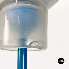 画像をギャラリービューアに読み込む, Light-blue metal and glass floor lamp, 1980s