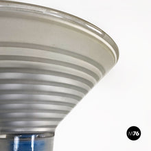 画像をギャラリービューアに読み込む, Light-blue metal and glass floor lamp, 1980s