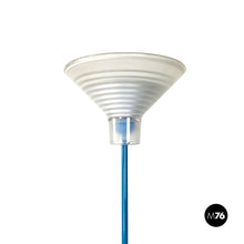 画像をギャラリービューアに読み込む, Light-blue metal and glass floor lamp, 1980s