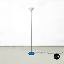 画像をギャラリービューアに読み込む, Light-blue metal and glass floor lamp, 1980s